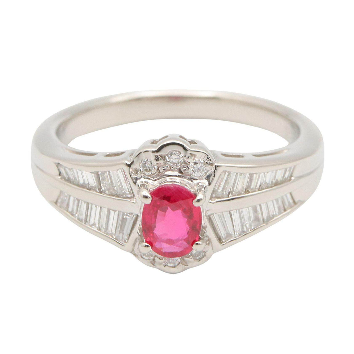 Platinum Diamond Ruby Ring – side view