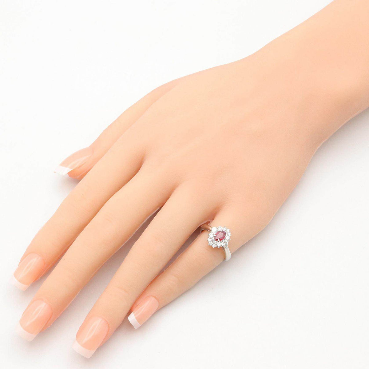 Platinum Cut Diamond Ruby Emerald Ring – image 8