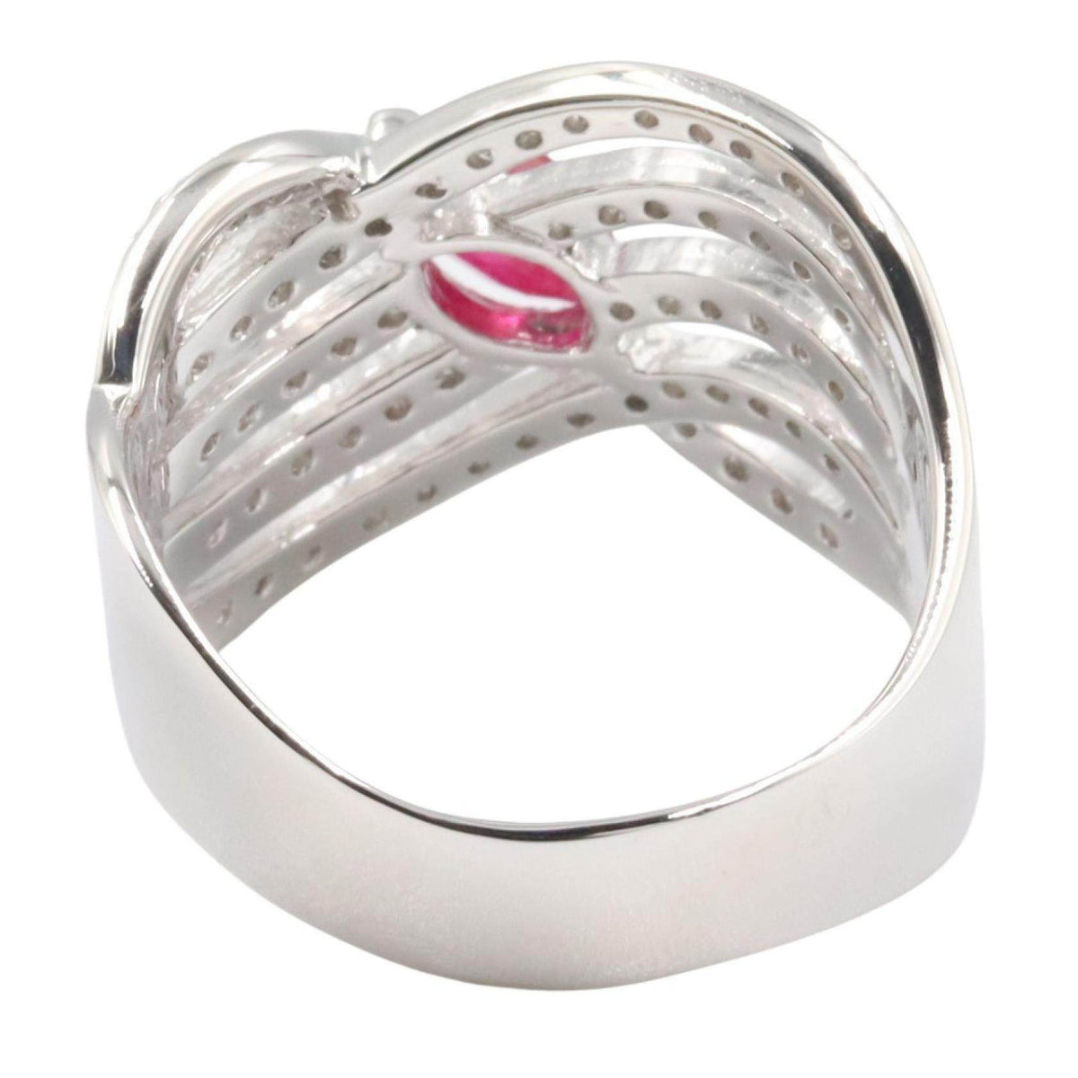 18K White Gold Diamond Ruby Ring – top view