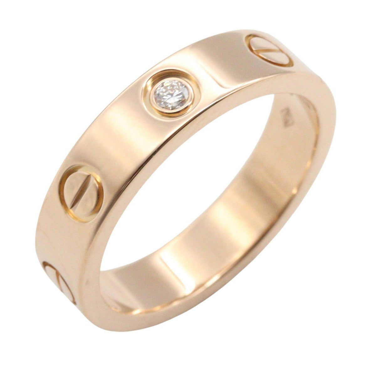 Cartier Mini Love 18K Rose Gold Diamond Ring – front view