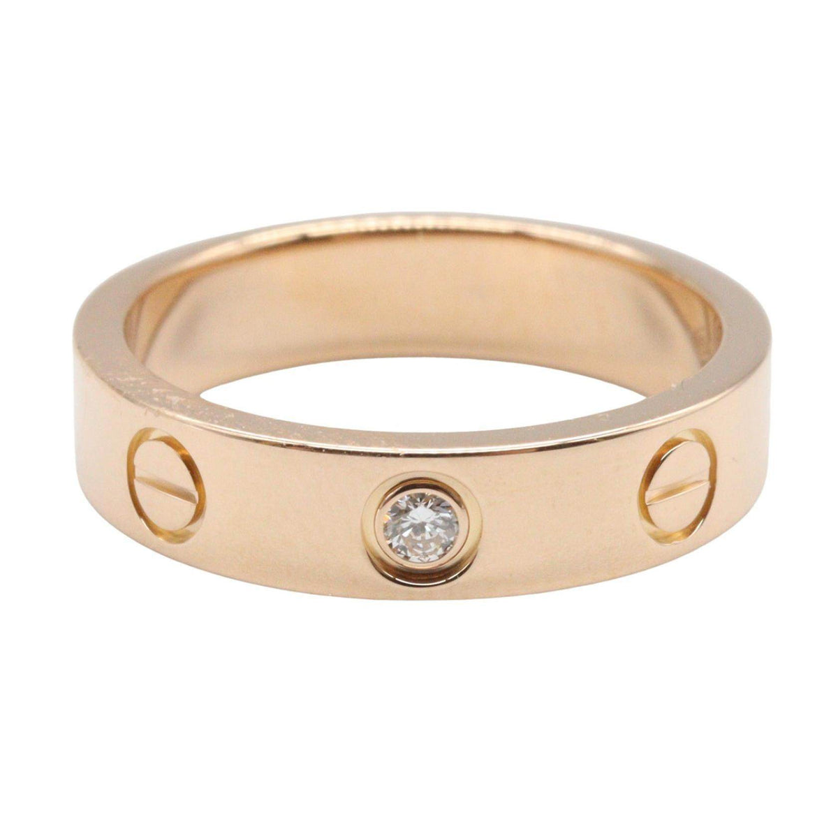Cartier Mini Love 18K Rose Gold Diamond Ring – side view