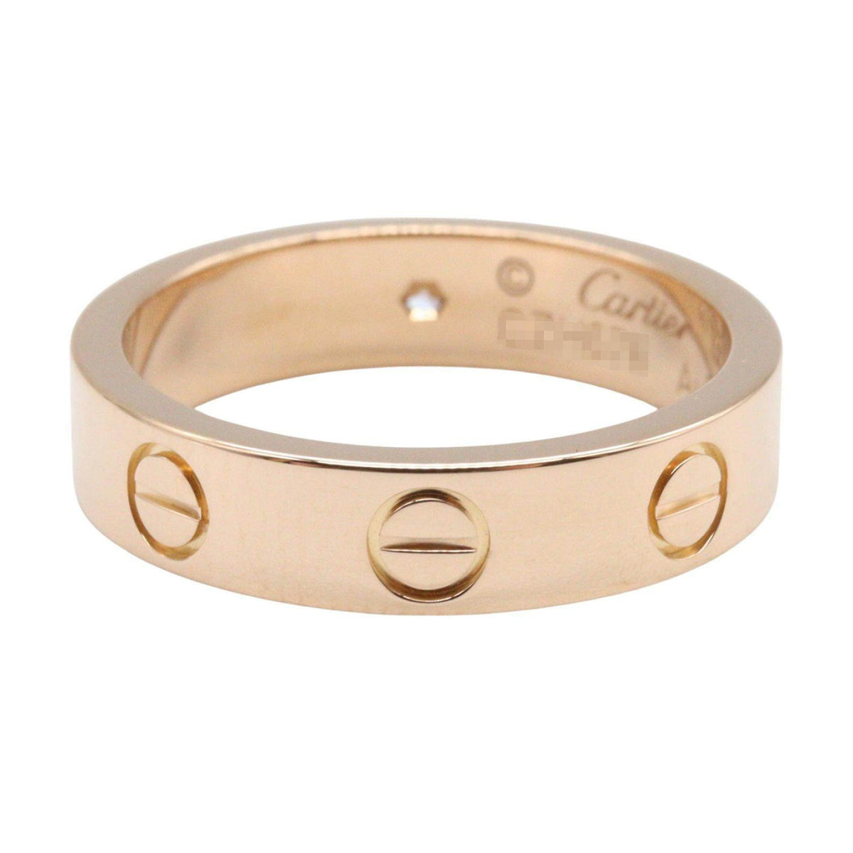 Cartier Mini Love 18K Rose Gold Diamond Ring – top view