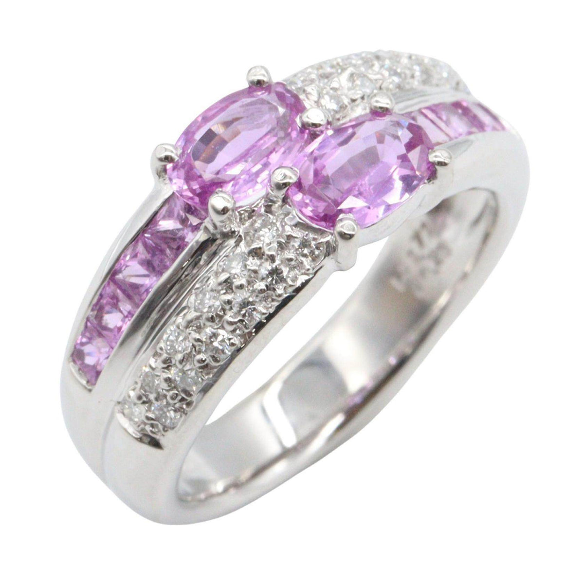 Platinum Diamond Sapphire Ring – front view