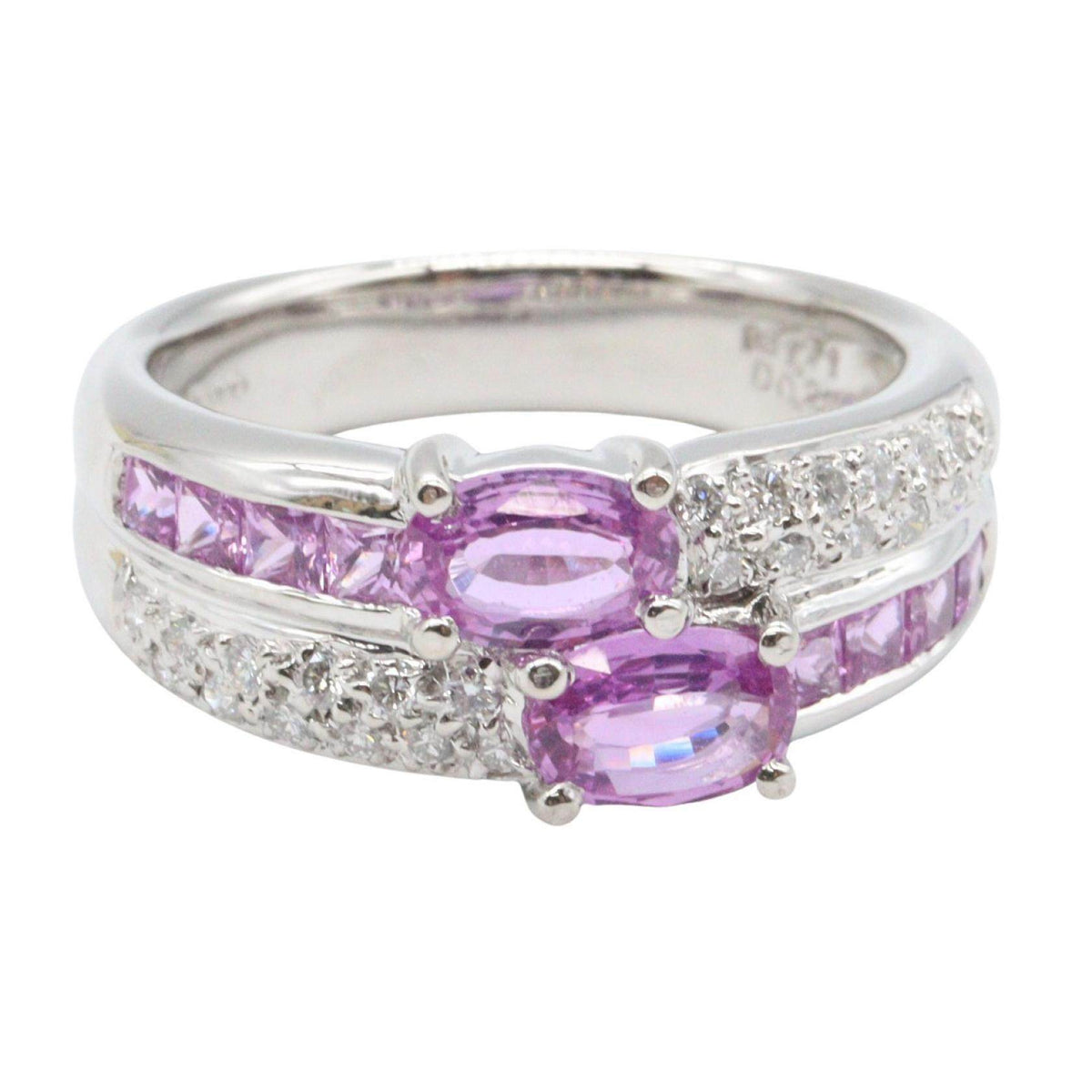 Platinum Diamond Sapphire Ring – side view