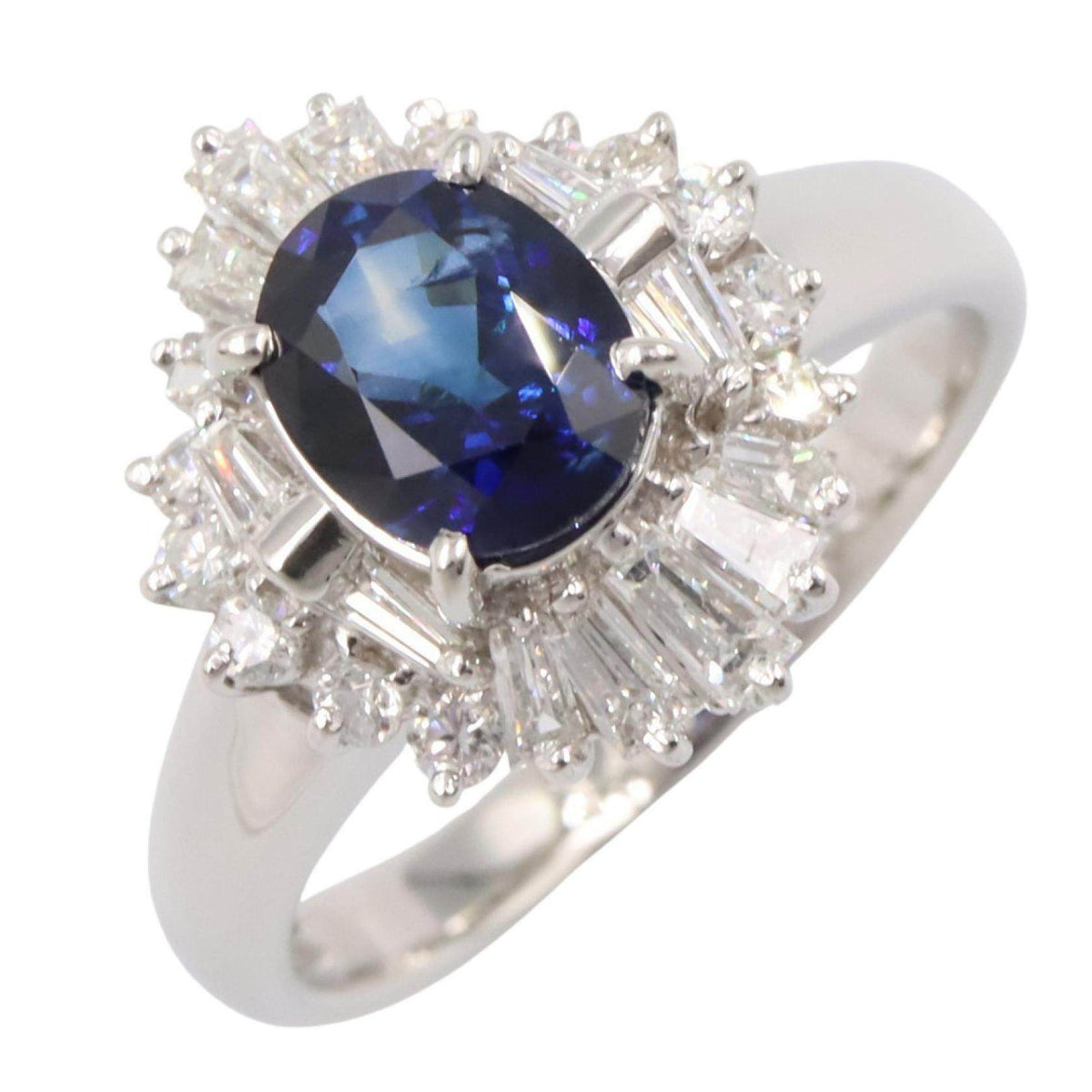 Platinum Diamond Sapphire Ring – front view