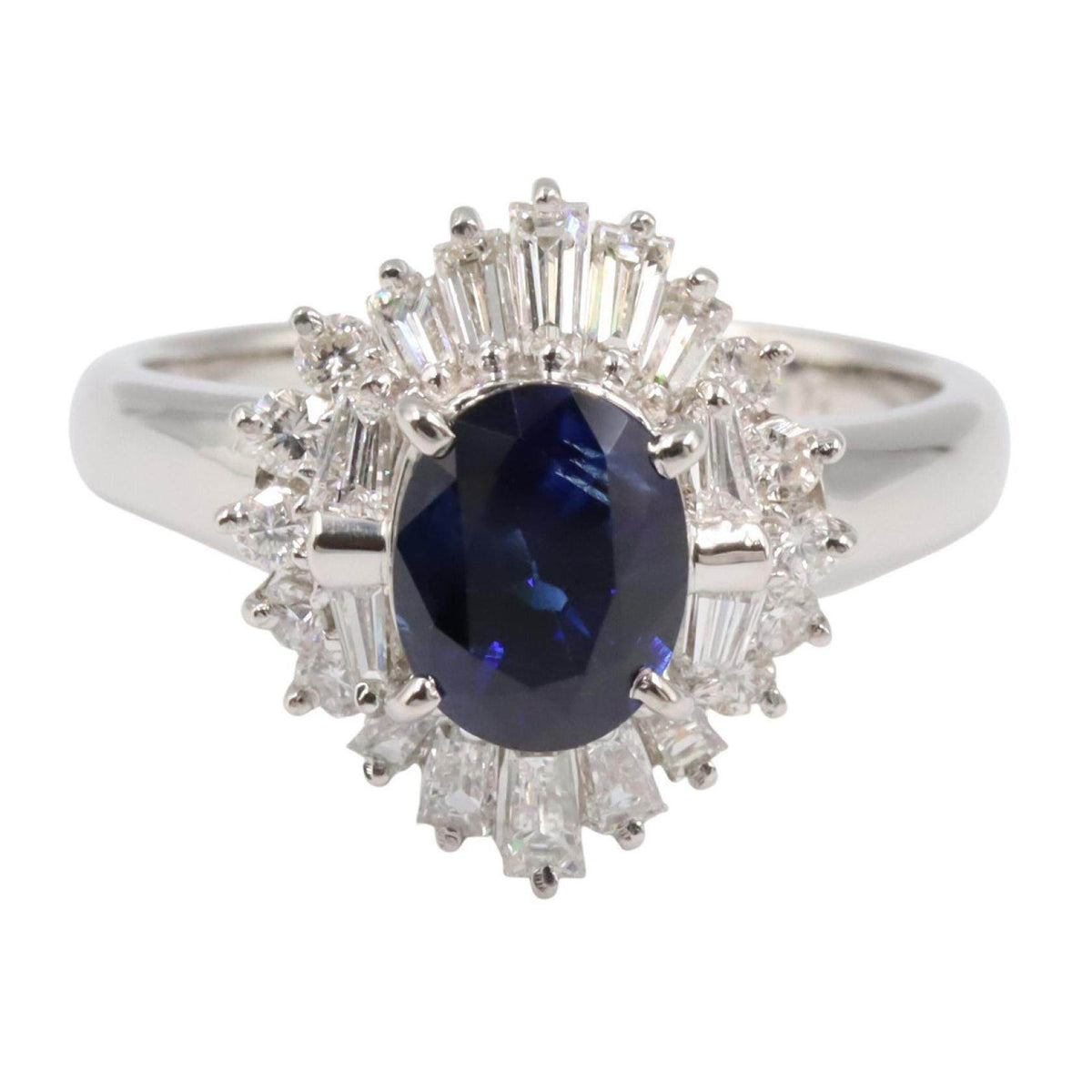 Platinum Diamond Sapphire Ring – side view