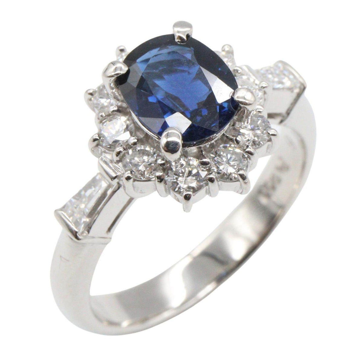Platinum Diamond Sapphire Ring – front view