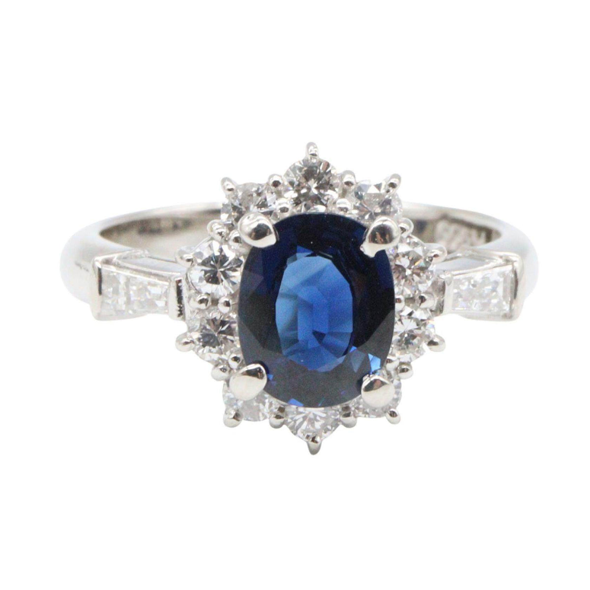 Platinum Diamond Sapphire Ring – side view