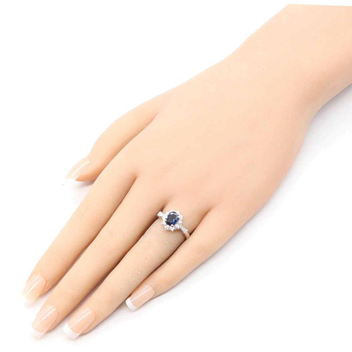 Platinum Diamond Sapphire Ring – image 8