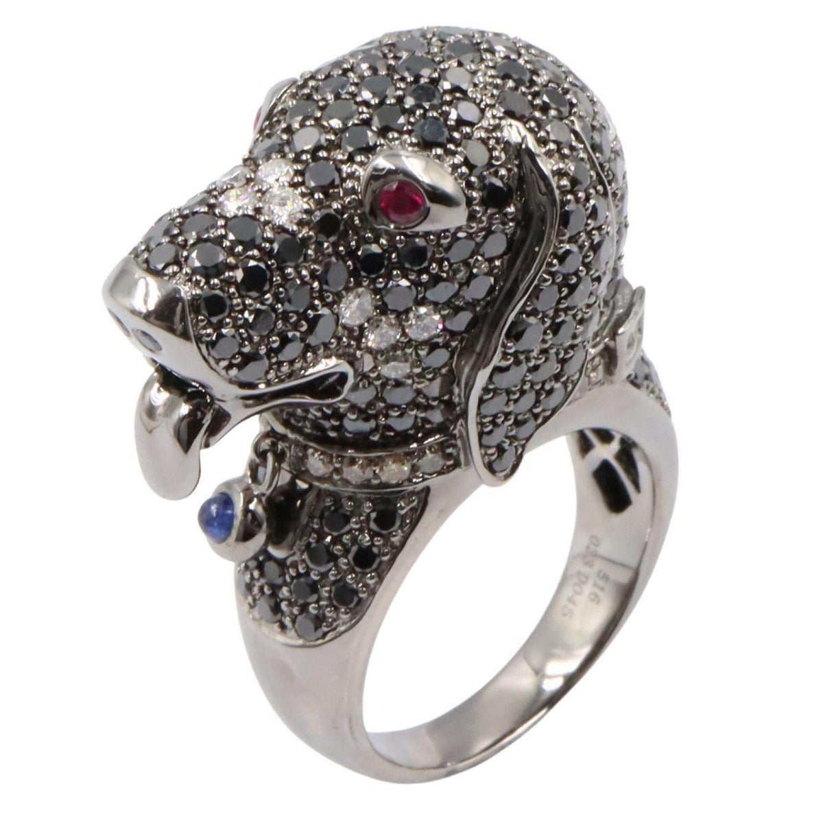 18K White Gold Diamond Ruby Ring – front view