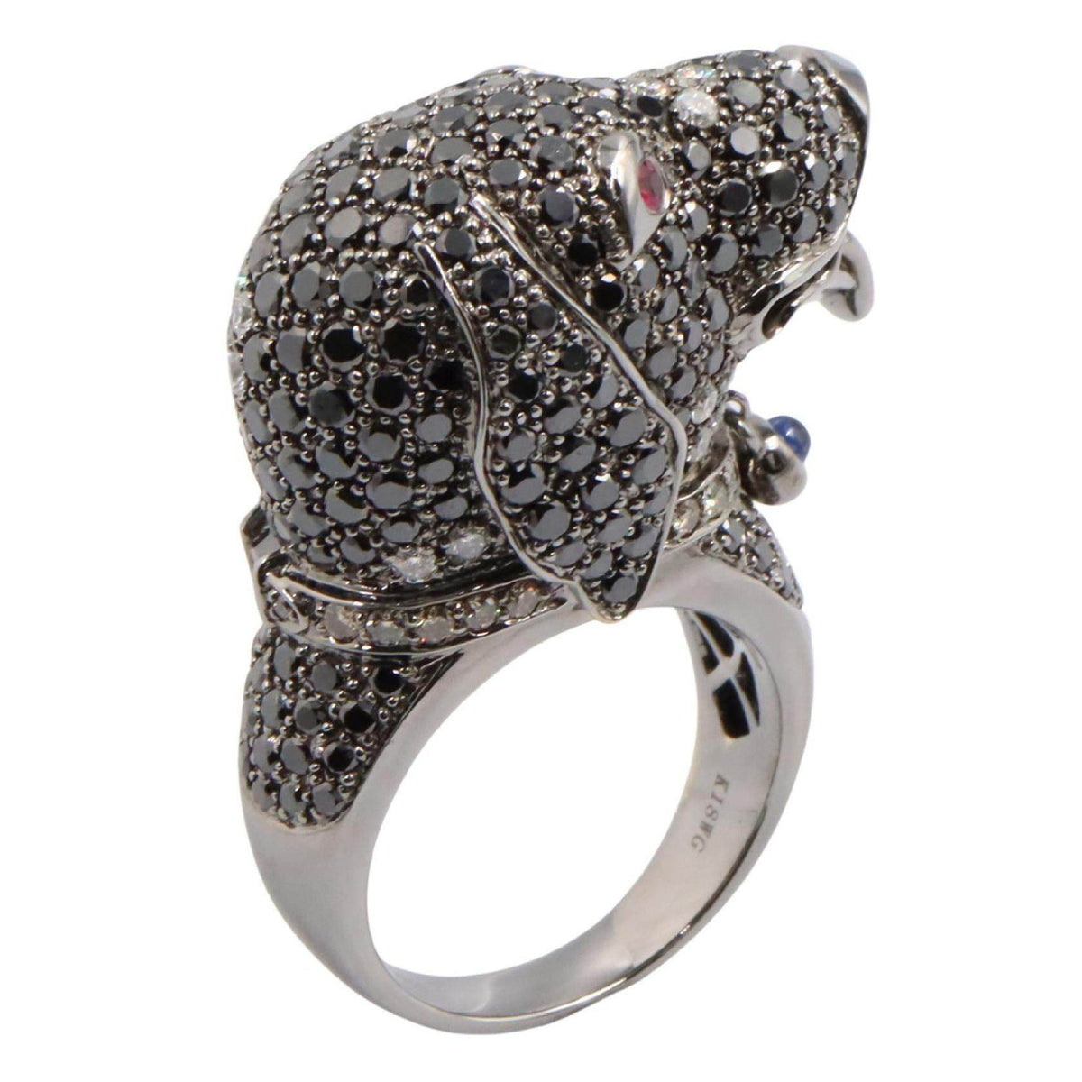 18K White Gold Diamond Ruby Ring – side view