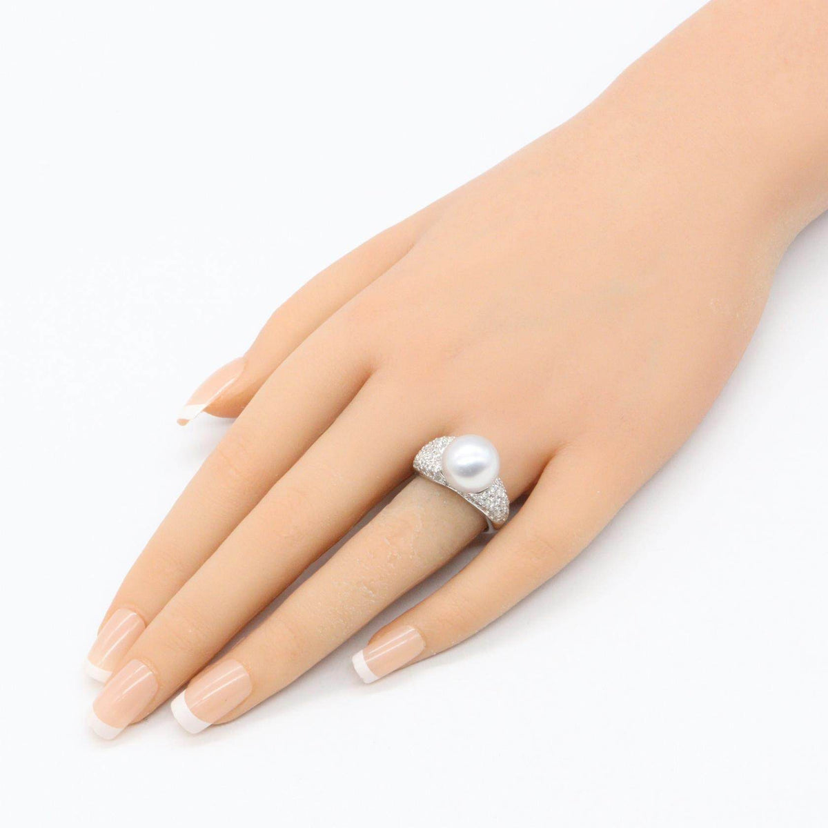 Platinum Diamond Pearl Ring – image 8