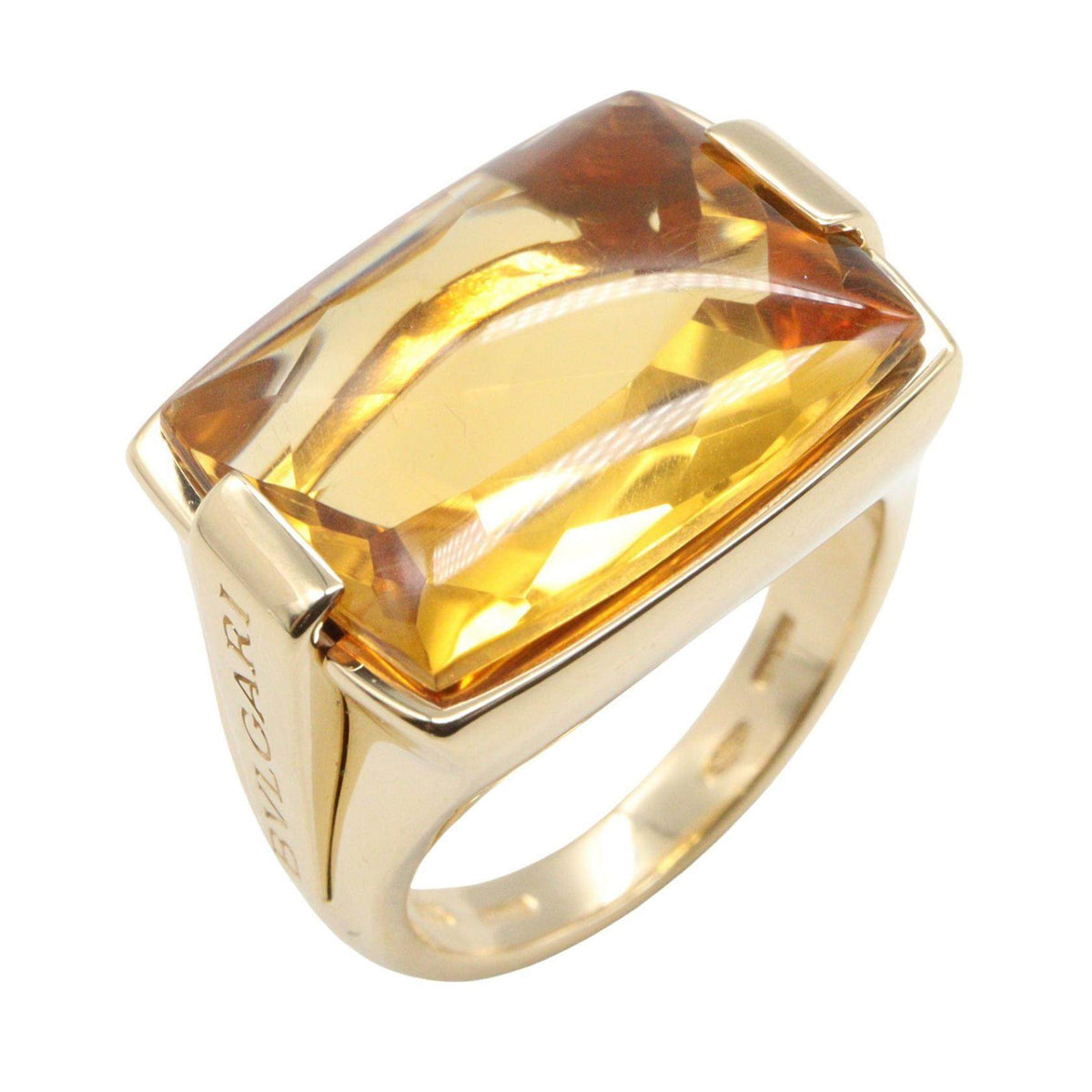 Bulgari Allegra 18K Yellow Gold Citrine Ring – front view