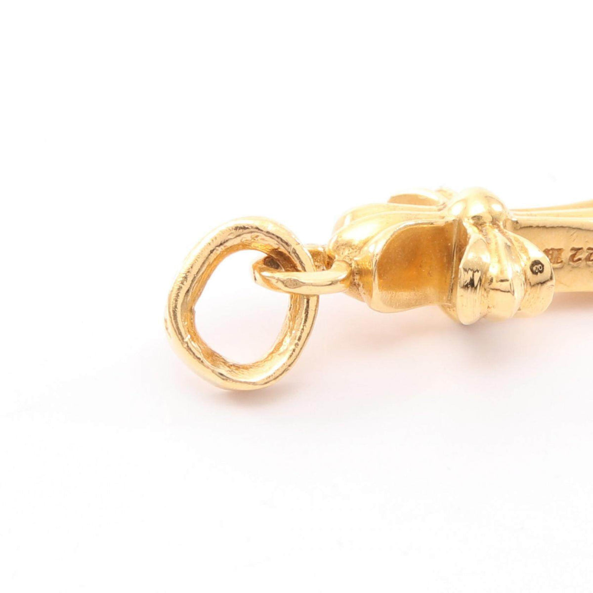 Chrome Hearts CH Cross Baby Fat 22K Yellow Gold Pendant – full length