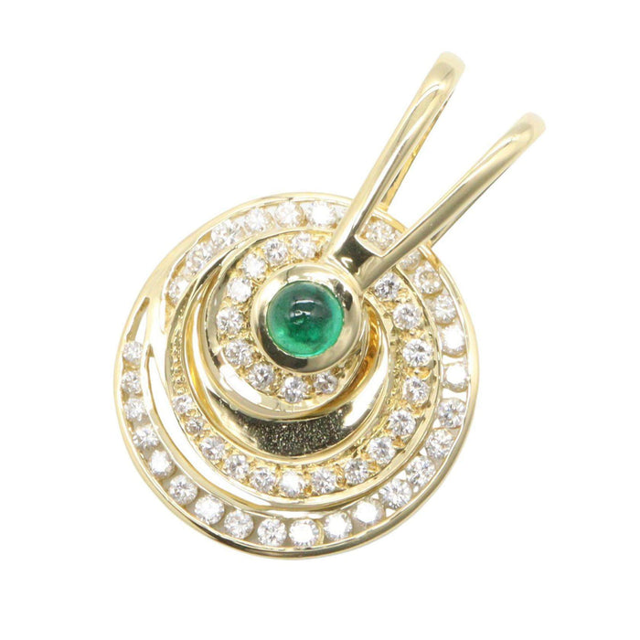 18K Yellow Gold Diamond Emerald Pendant – front view