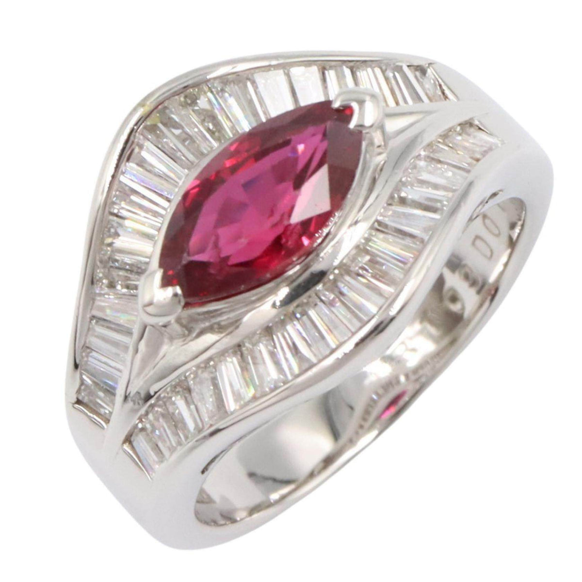 Platinum Diamond Ruby Ring – front view