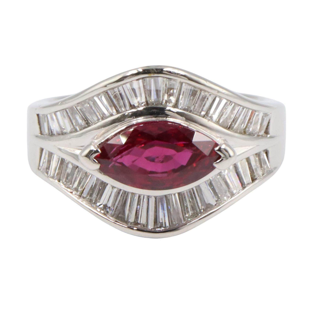 Platinum Diamond Ruby Ring – side view