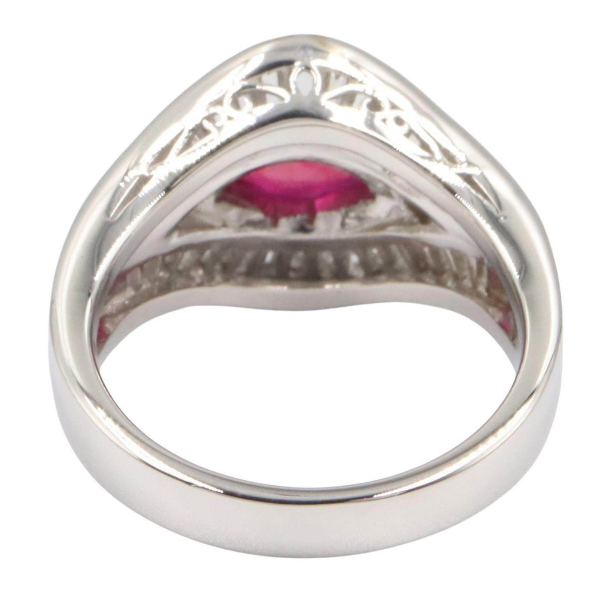Platinum Diamond Ruby Ring – top view