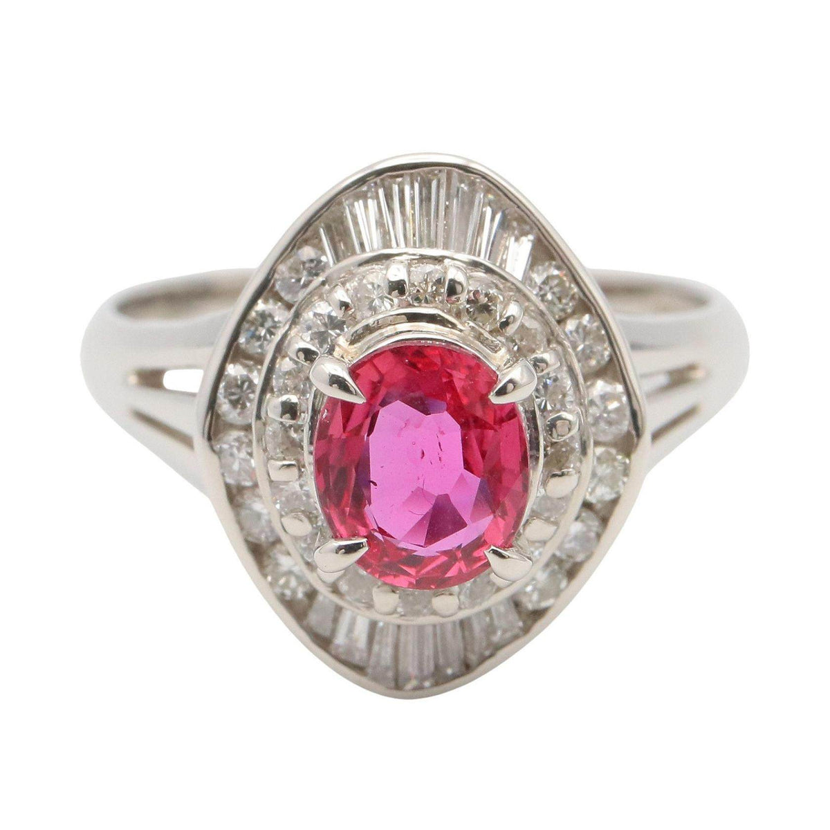Platinum Diamond Sapphire Ring – side view