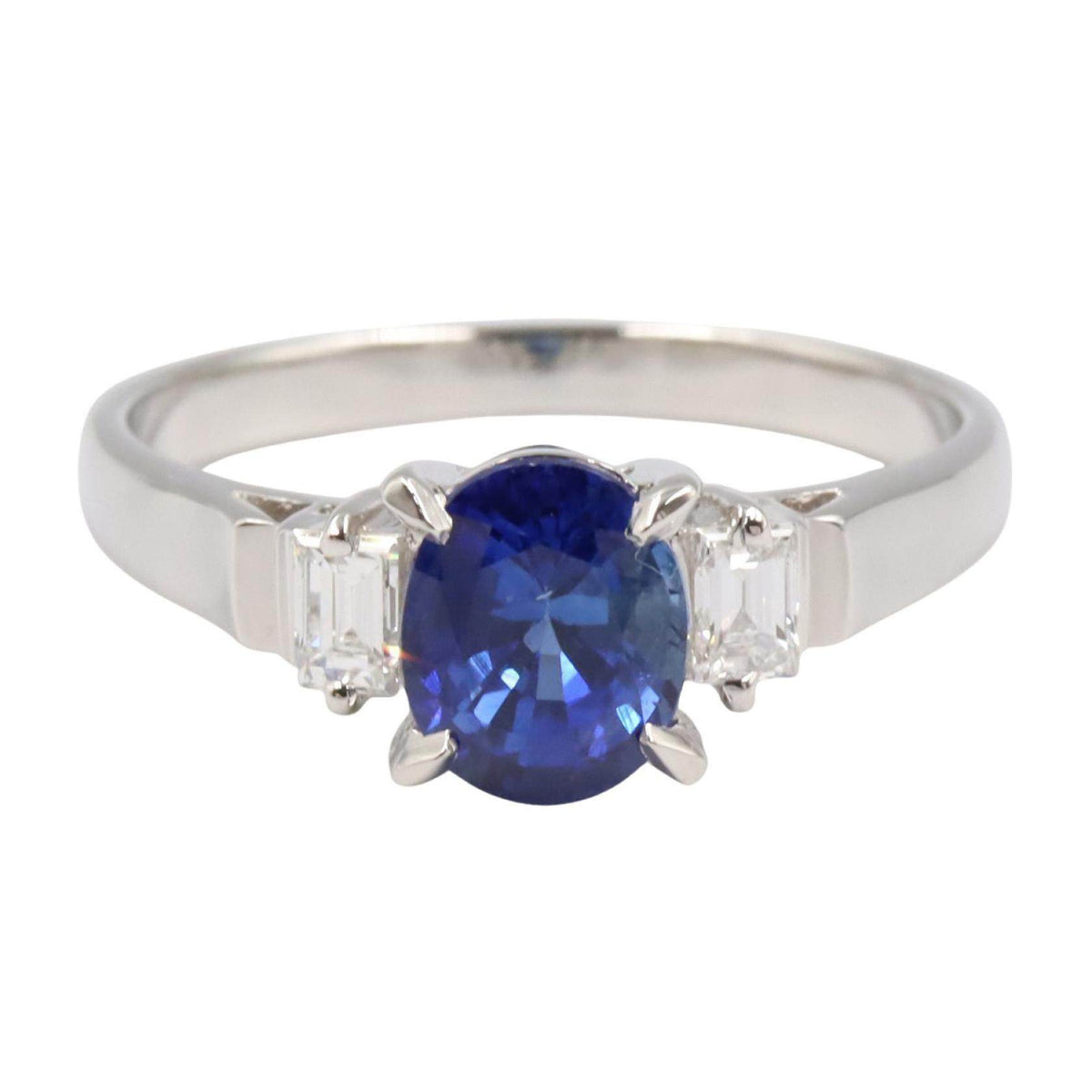 Platinum Diamond Sapphire Ring – side view
