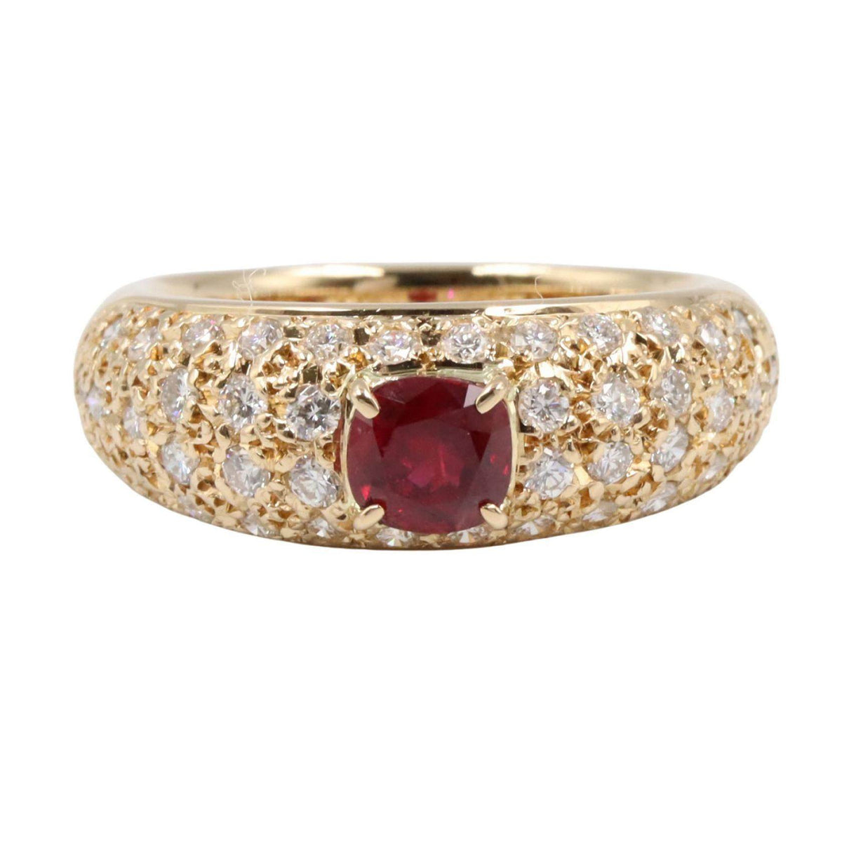 18K Rose Gold Diamond Ruby Ring – side view