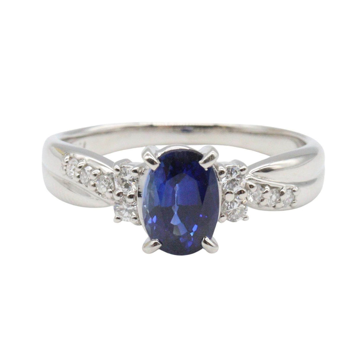 Platinum Diamond Sapphire Ring – side view
