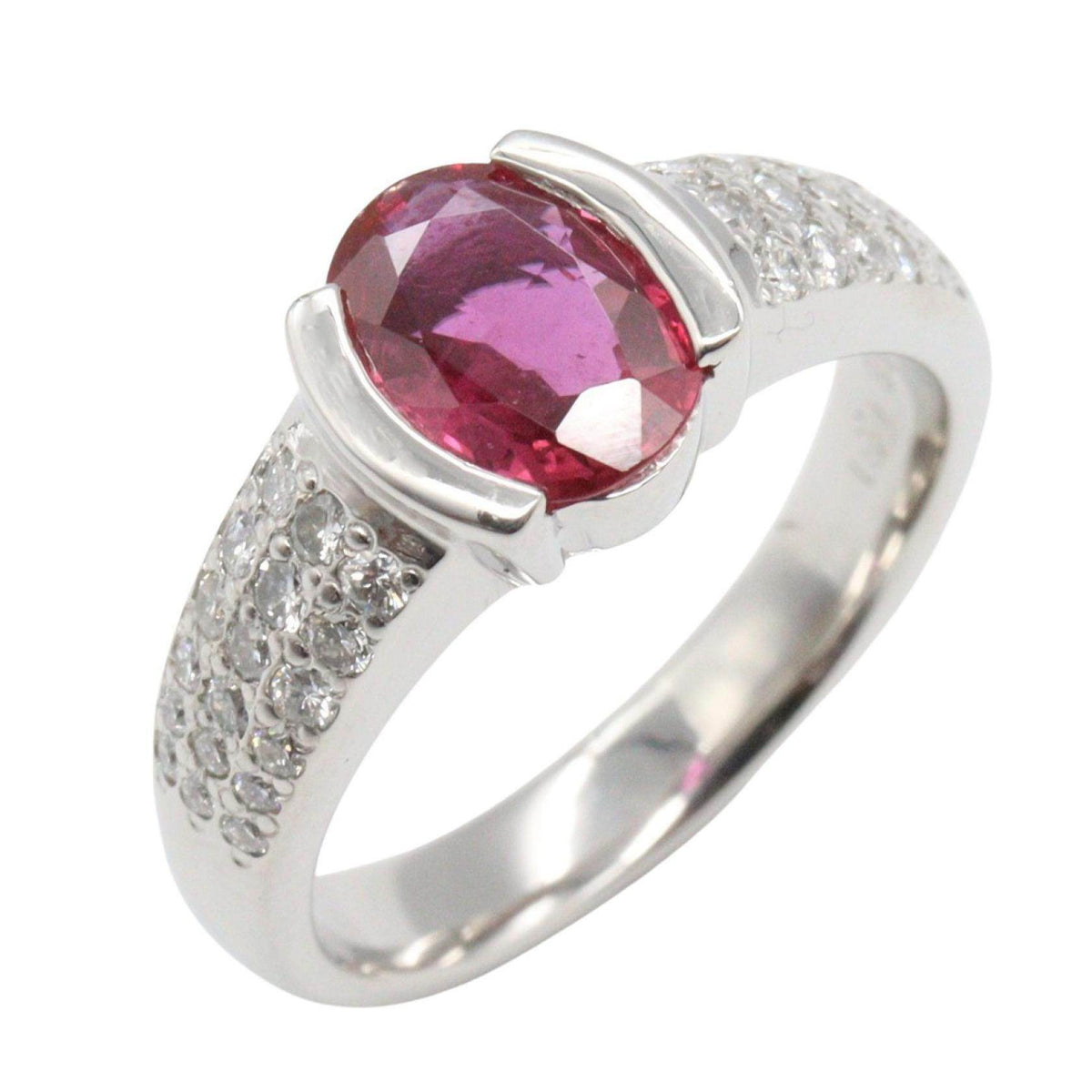 Platinum Diamond Ruby Ring – front view