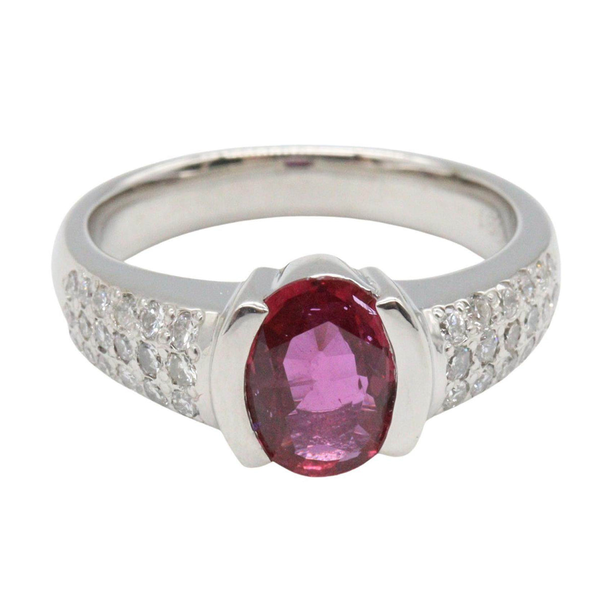 Platinum Diamond Ruby Ring – side view