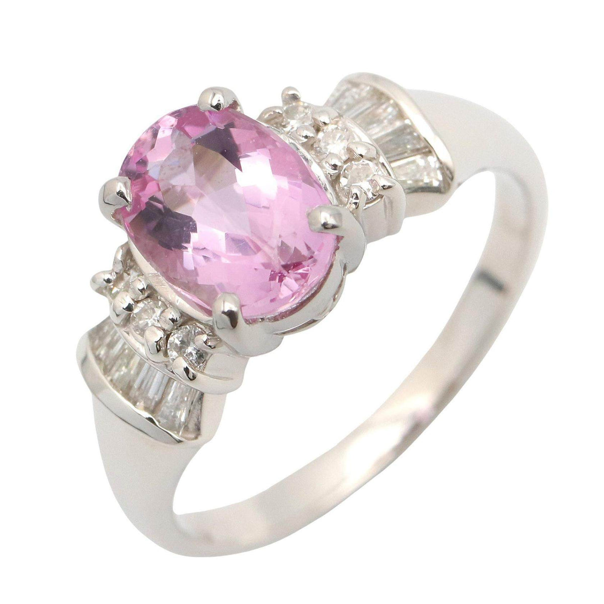 Platinum Diamond Topaz Ring – side view