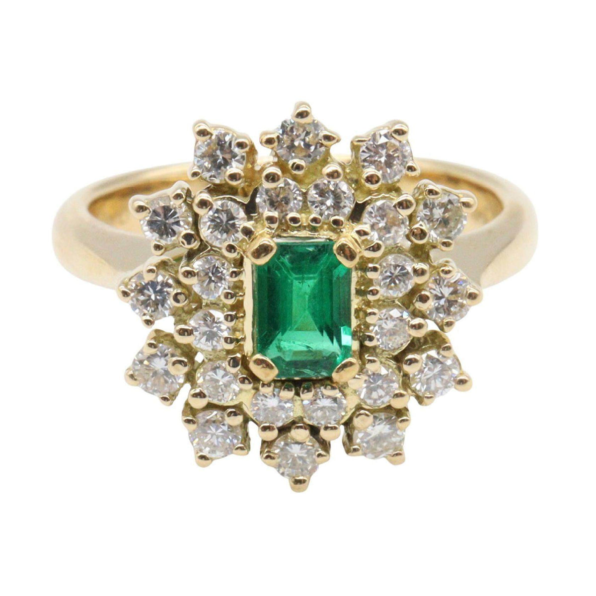 18K Yellow Gold Diamond Emerald Ring – side view