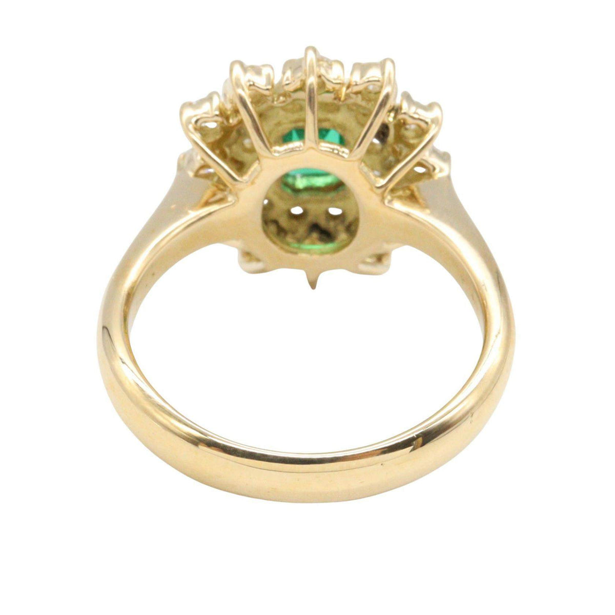 18K Yellow Gold Diamond Emerald Ring – top view