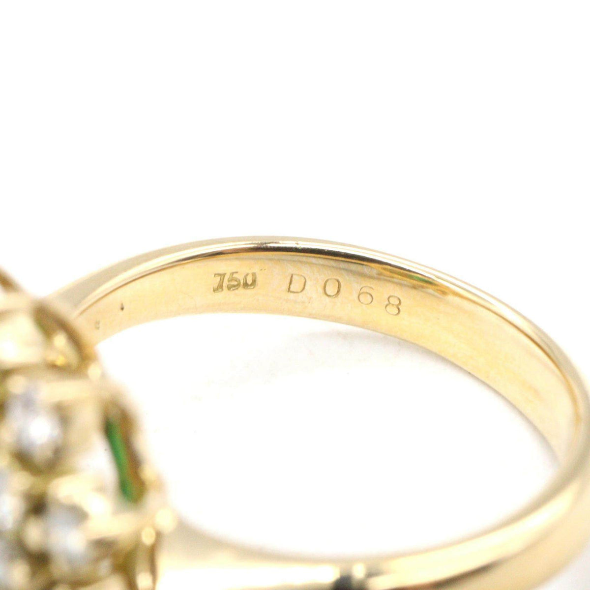 18K Yellow Gold Diamond Emerald Ring – inside band