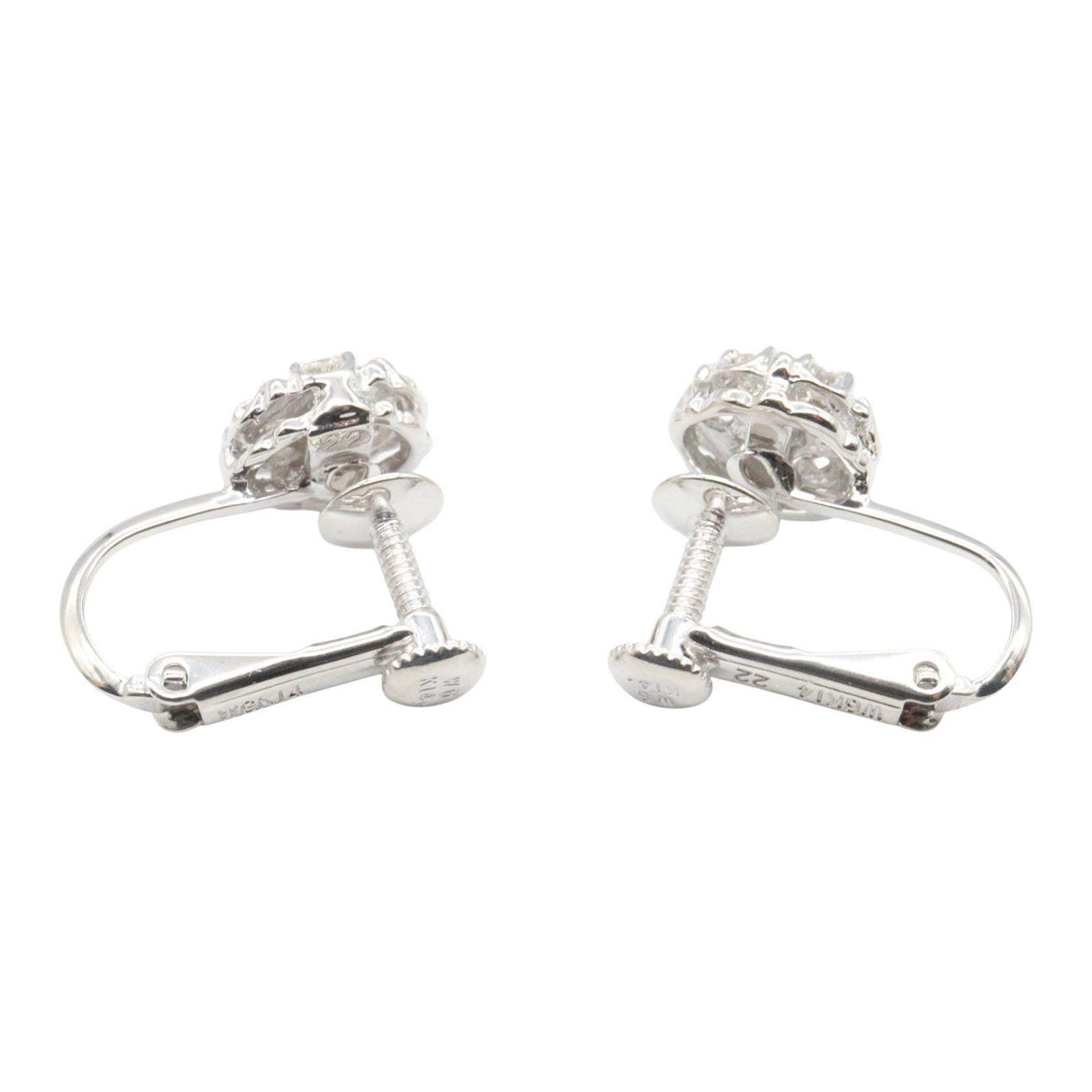 14K White Gold Diamond Clip-On Earrings – detail view