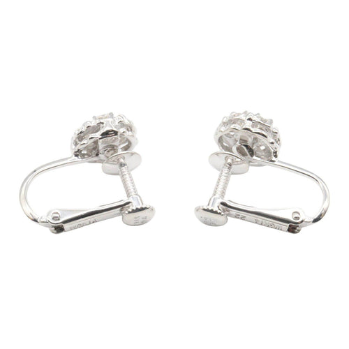 14K White Gold Diamond Clip-On Earrings – detail view