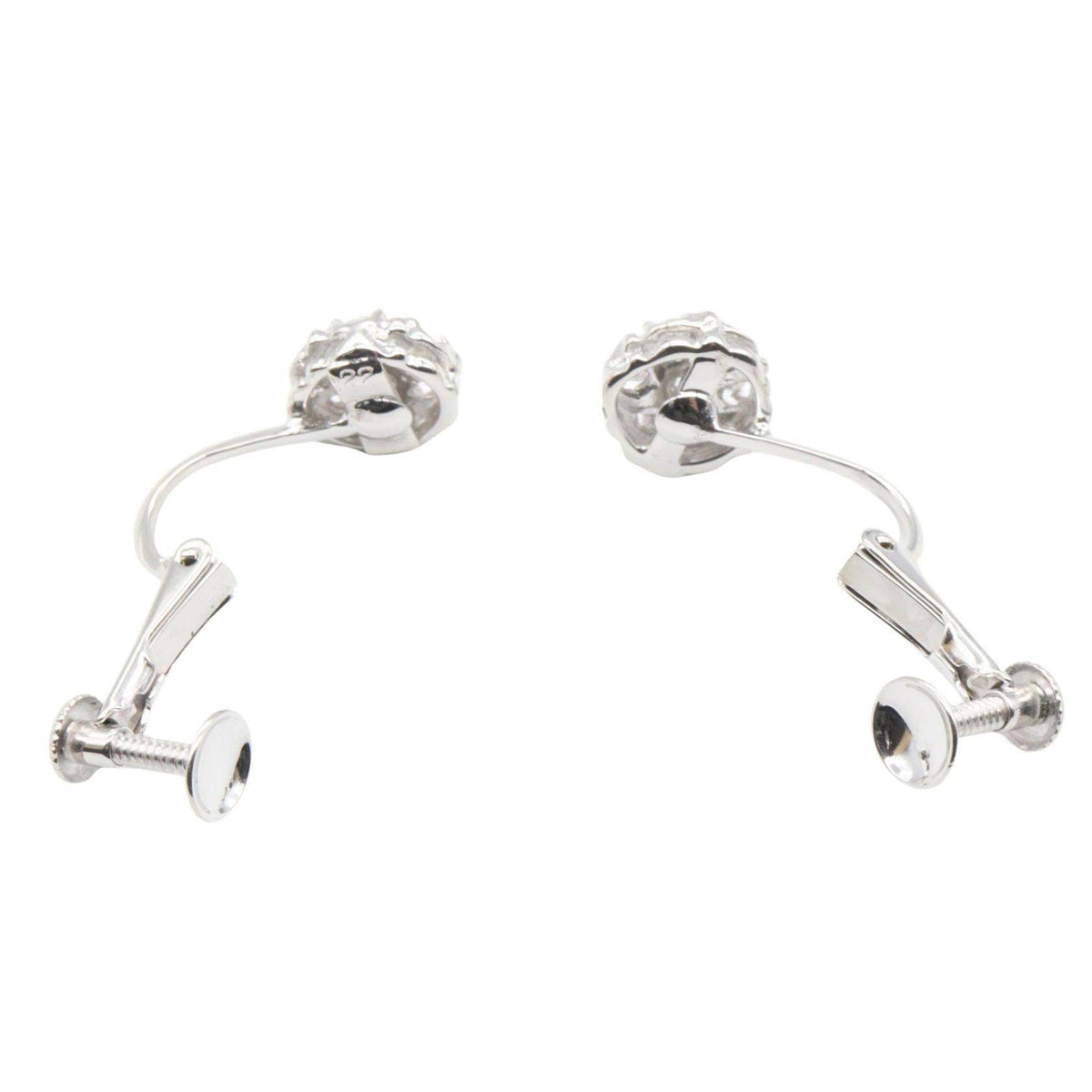 14K White Gold Diamond Clip-On Earrings – side view