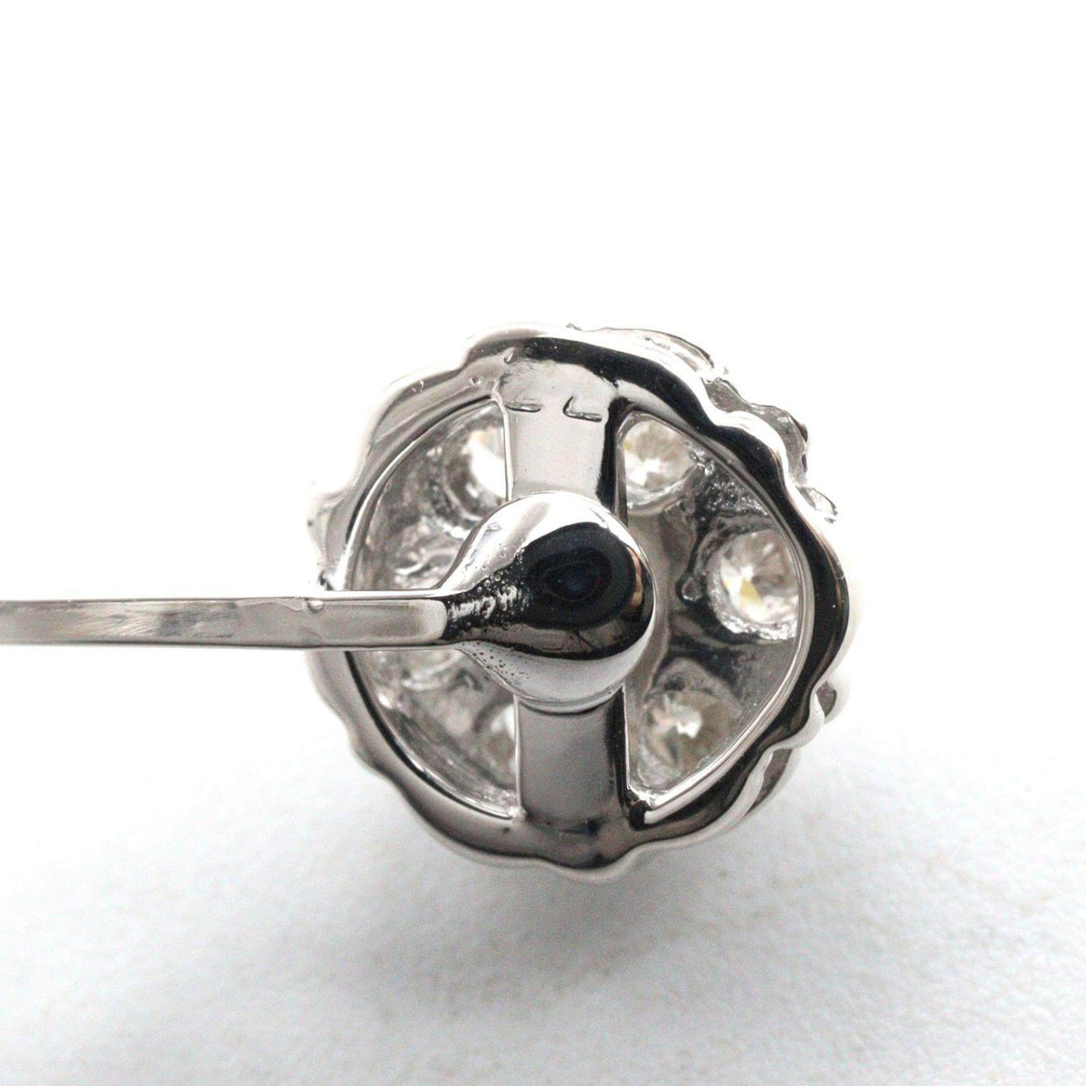 14K White Gold Diamond Clip-On Earrings – close-up