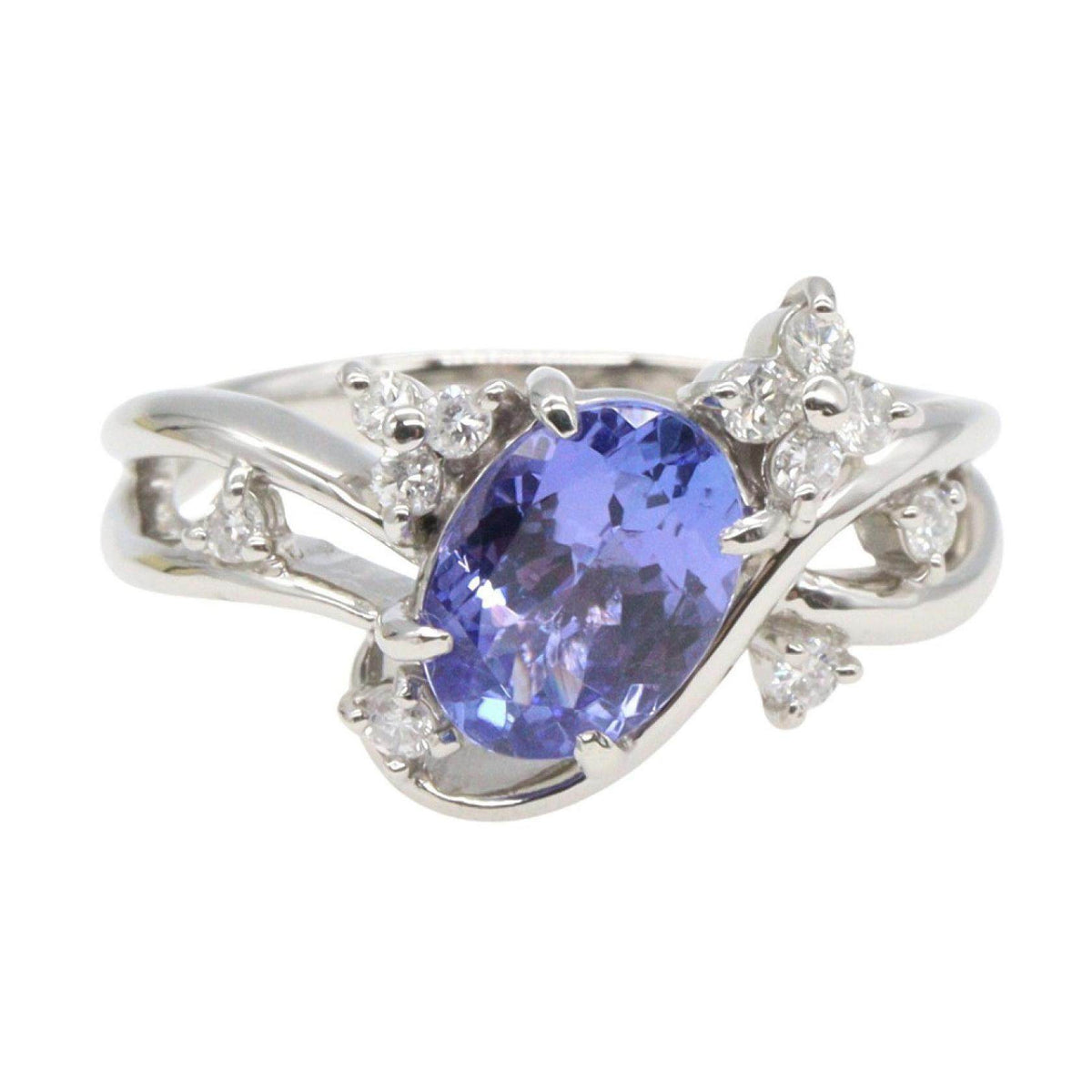 Platinum Diamond Tanzanite Ring – side view