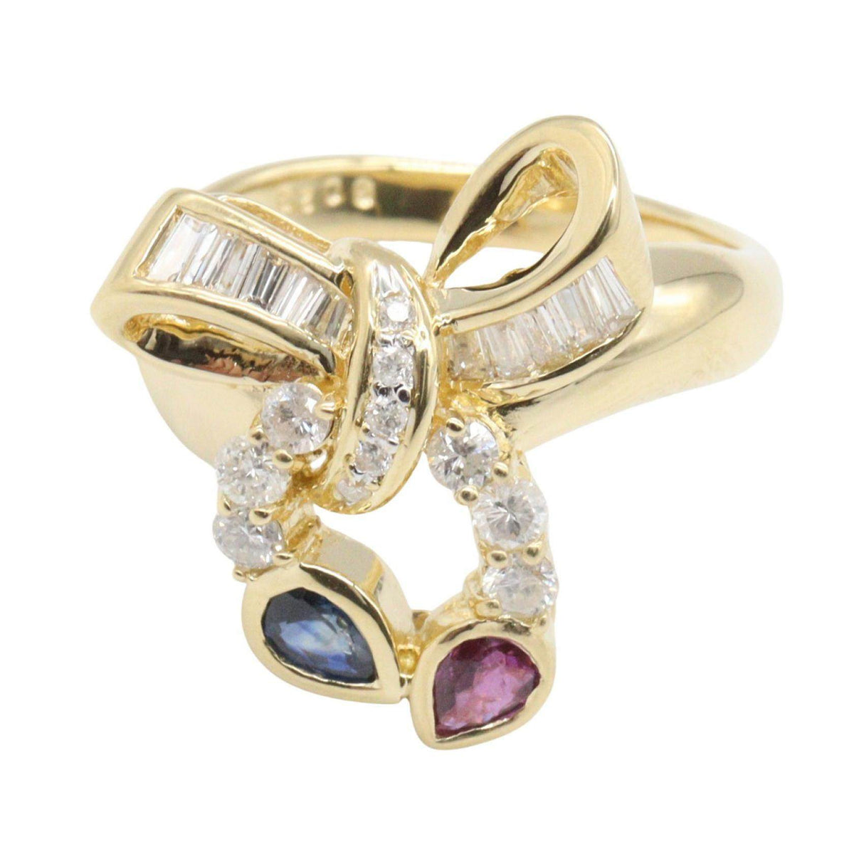 18K Yellow Gold Multi Gemstone Diamond Ring – side view