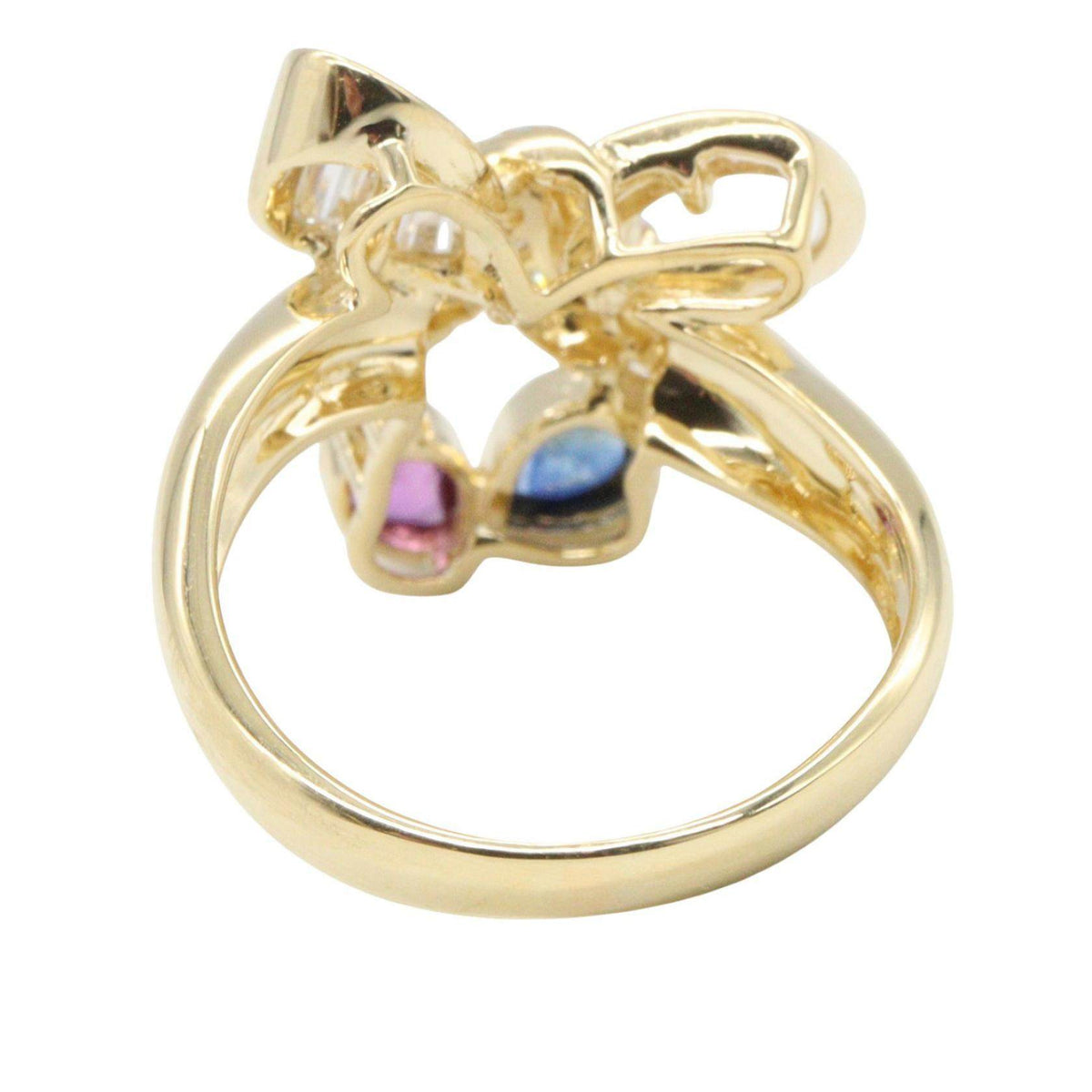 18K Yellow Gold Multi Gemstone Diamond Ring – top view