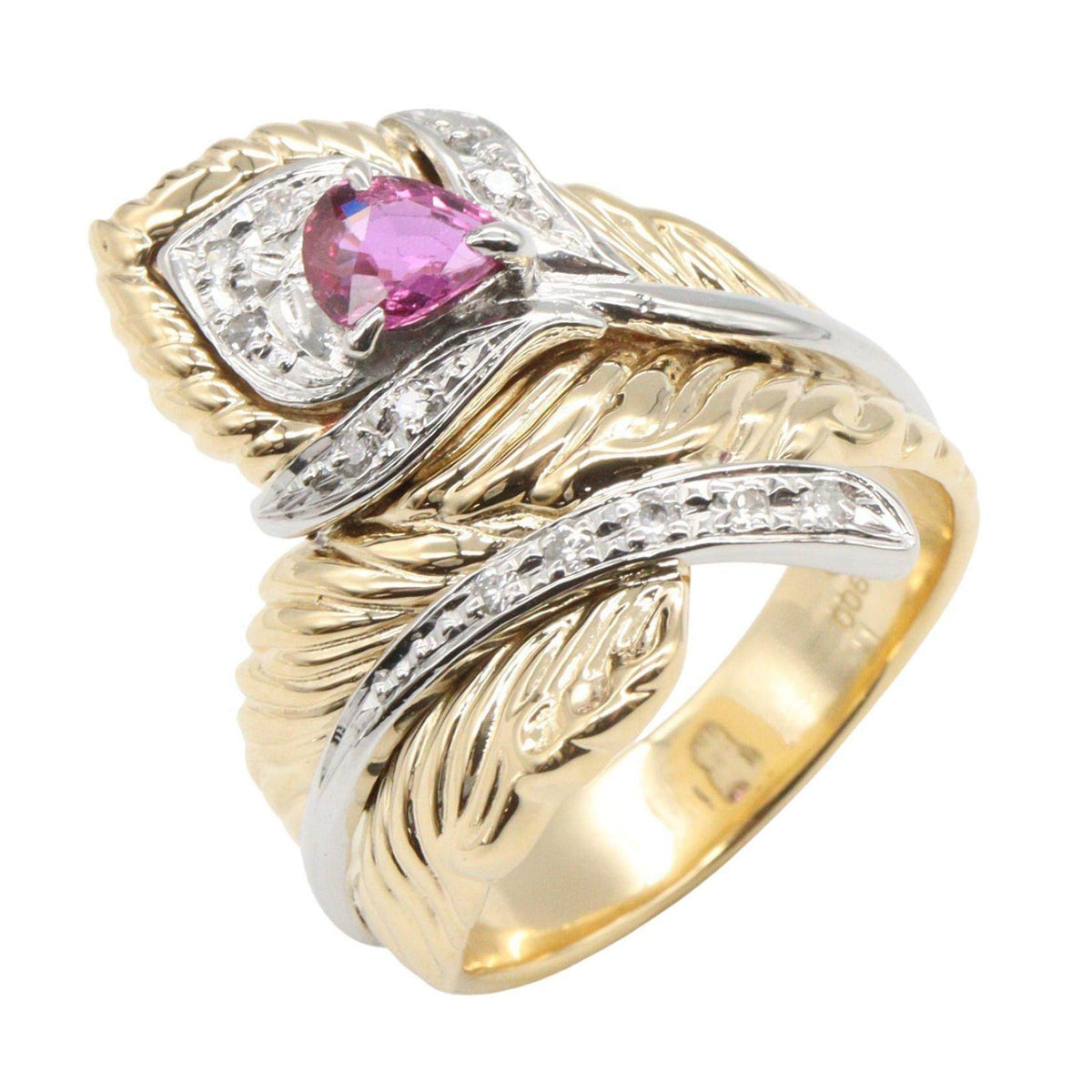 Platinum Diamond Ruby Ring – front view