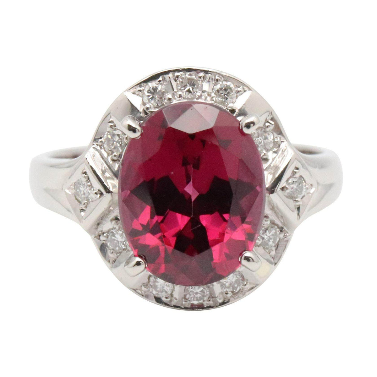 Platinum Diamond Garnet Ring – side view