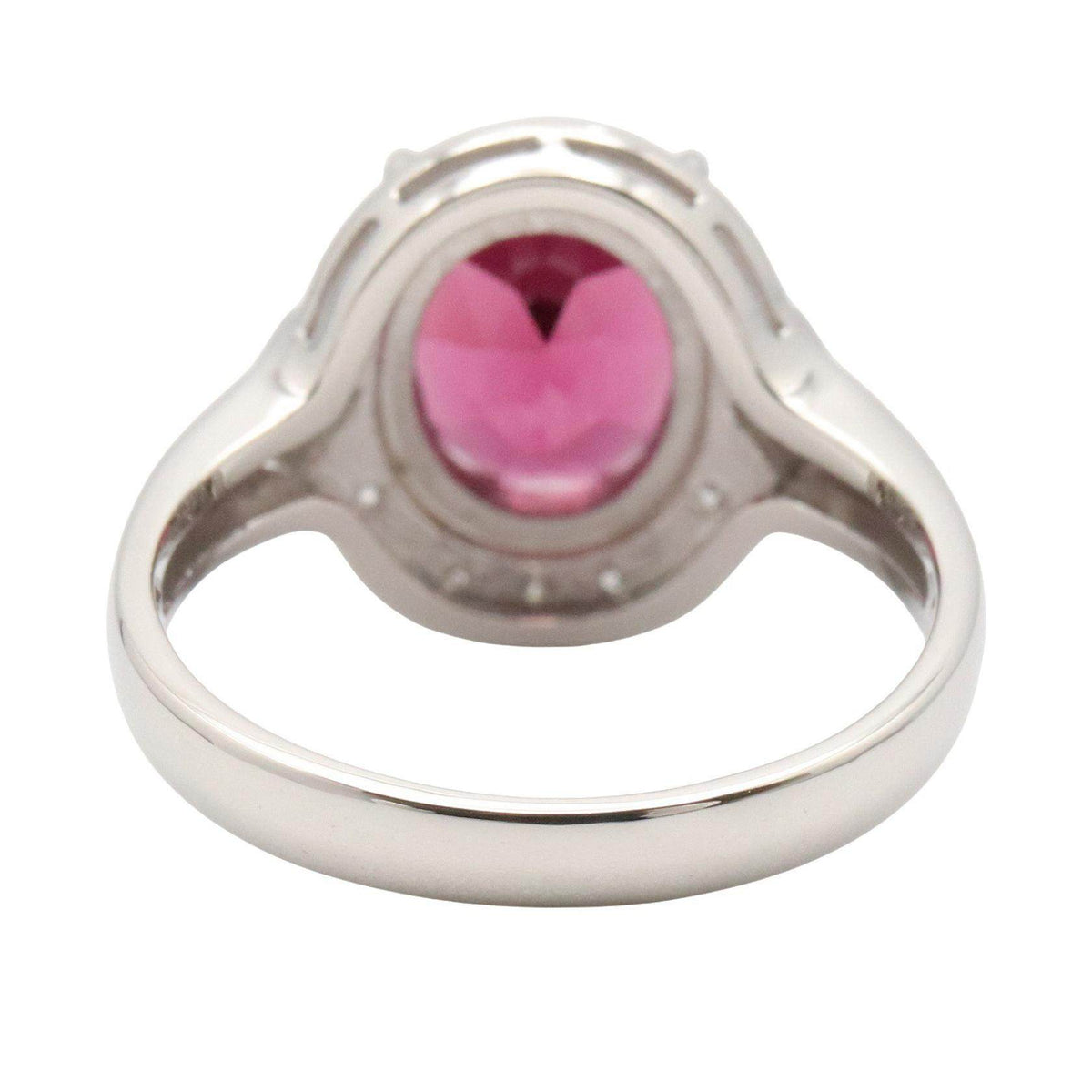 Platinum Diamond Garnet Ring – top view