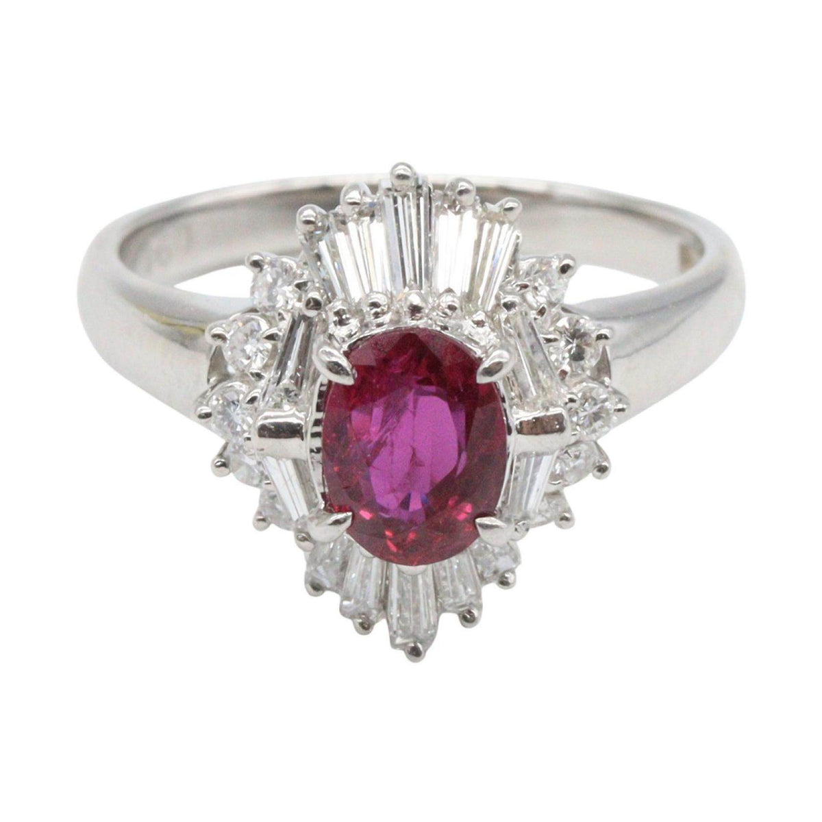 Platinum Diamond Ruby Ring – side view