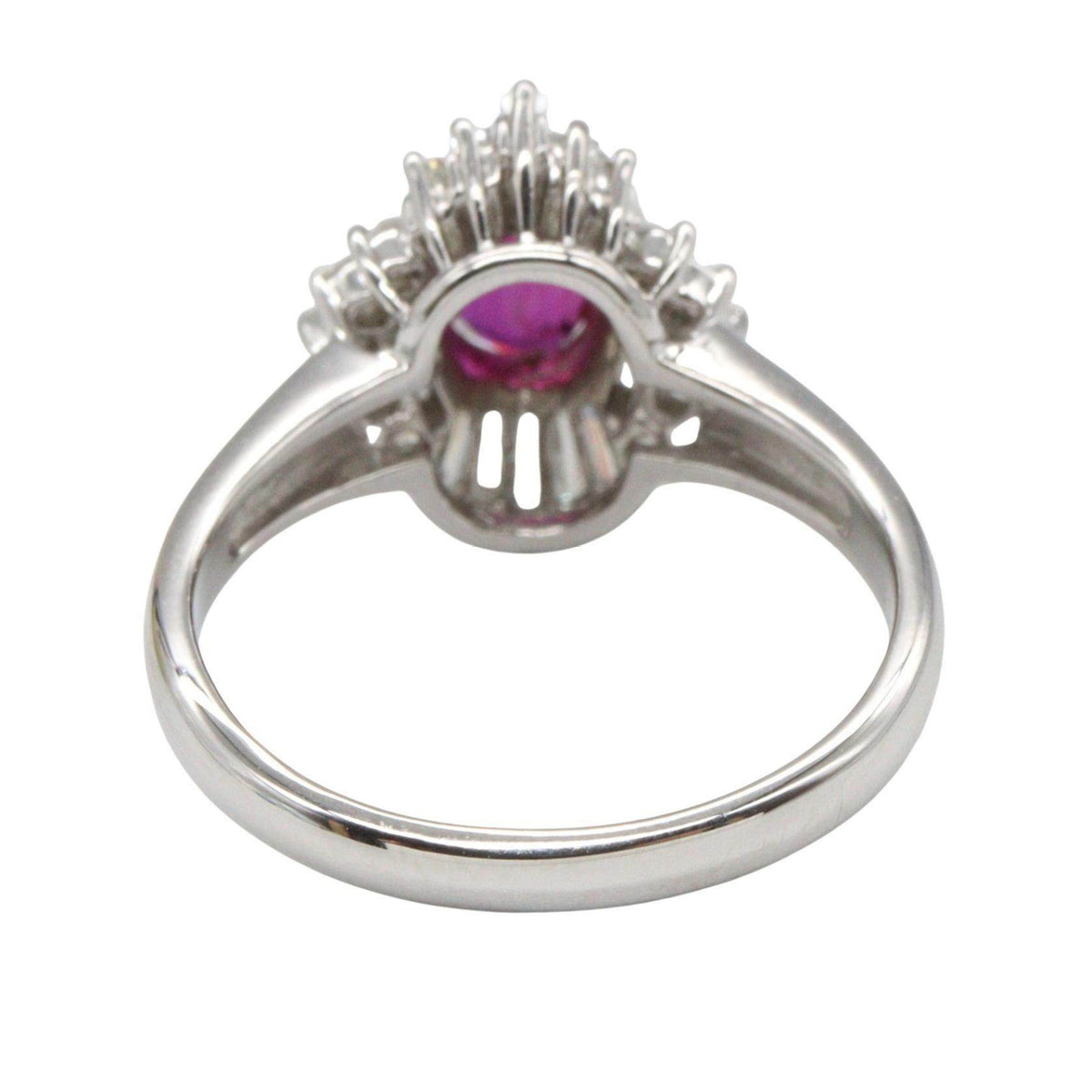 Platinum Diamond Ruby Ring – top view