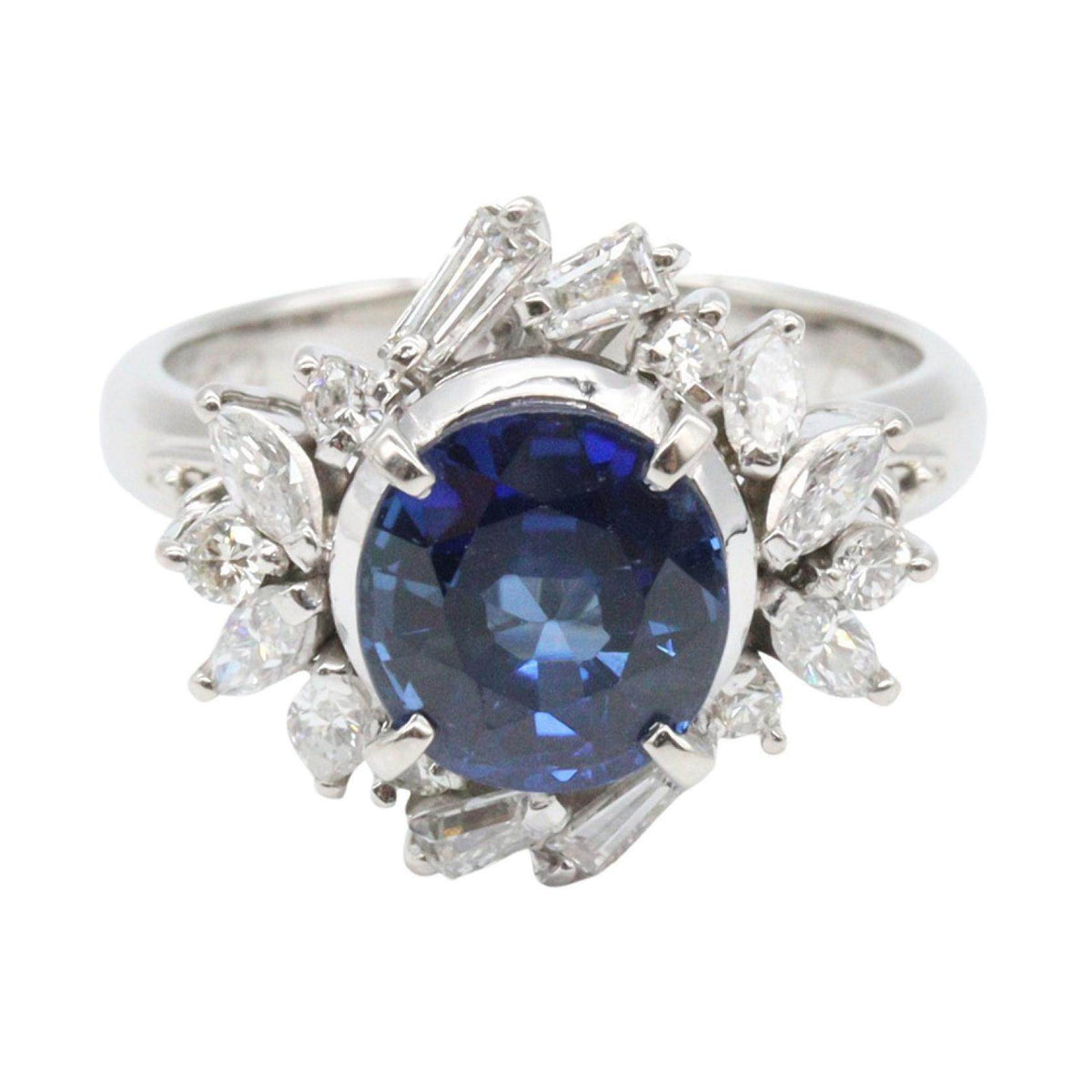 Platinum Diamond Sapphire Ring – side view