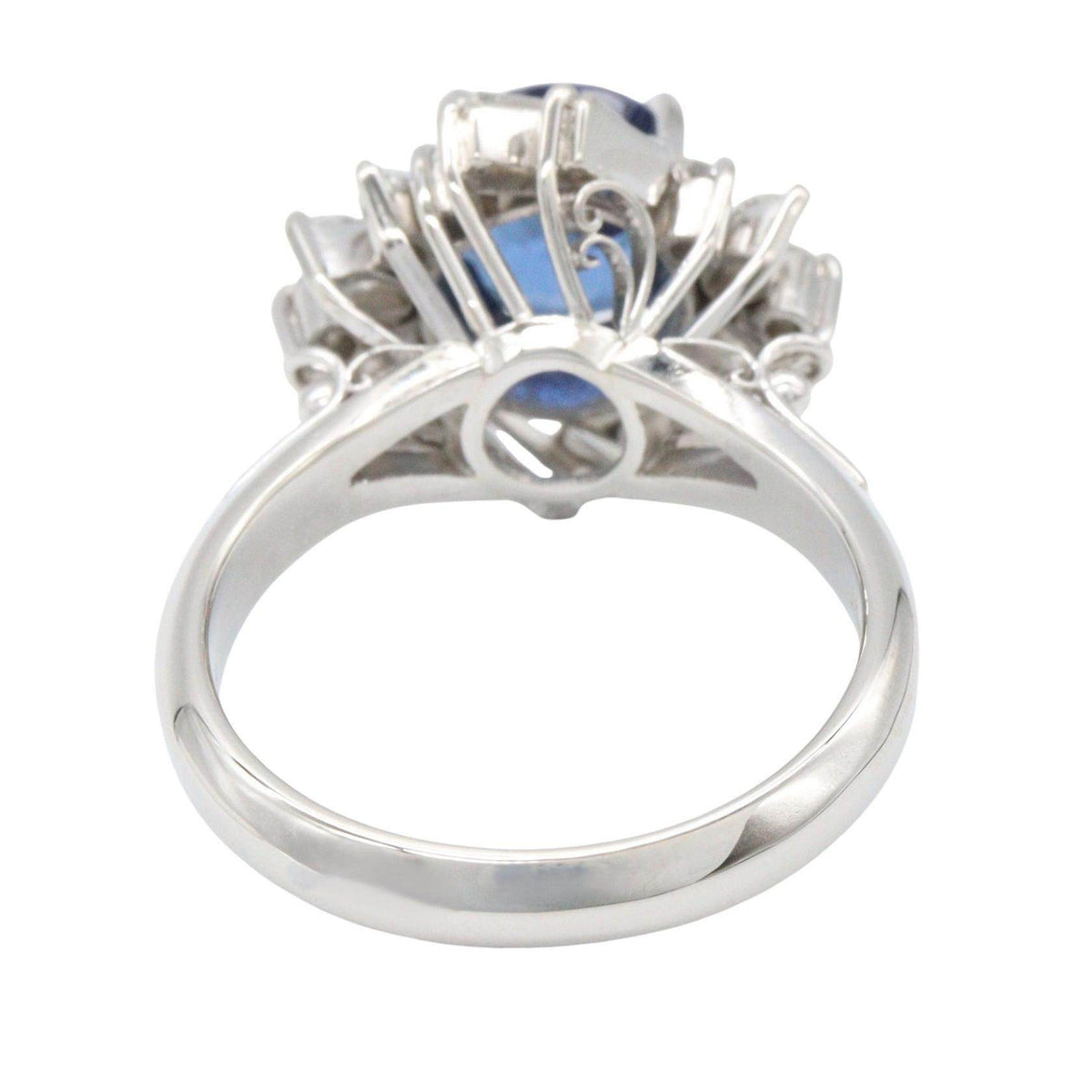 Platinum Diamond Sapphire Ring – top view