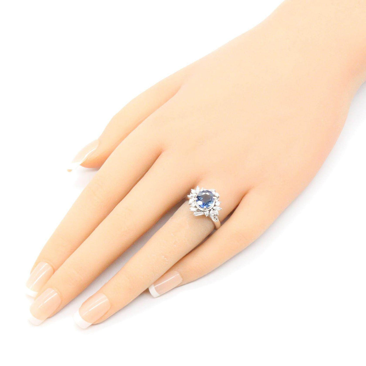 Platinum Diamond Sapphire Ring – image 8