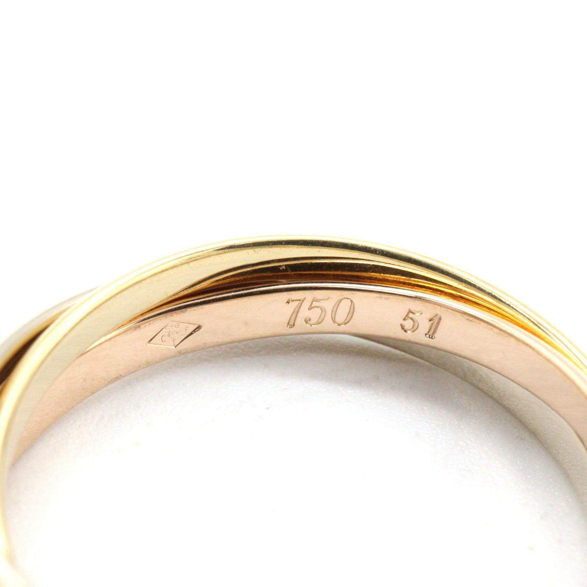 Cartier Trinity Three Color 18K Yellow Gold Ring – top view