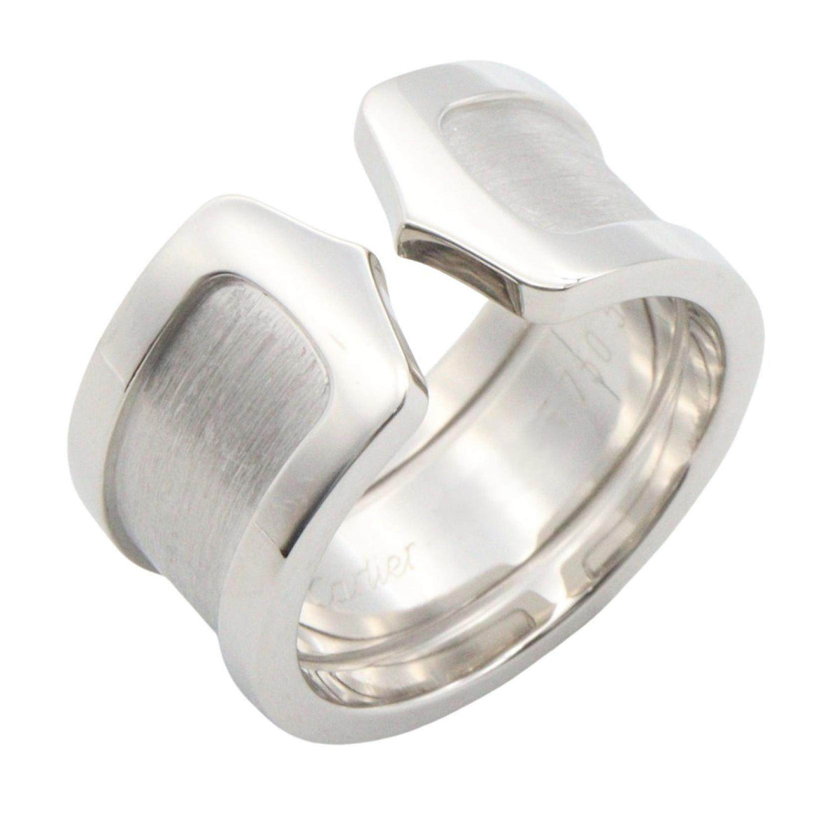 Cartier C2 Wide 18K White Gold Diamond Ring – front view