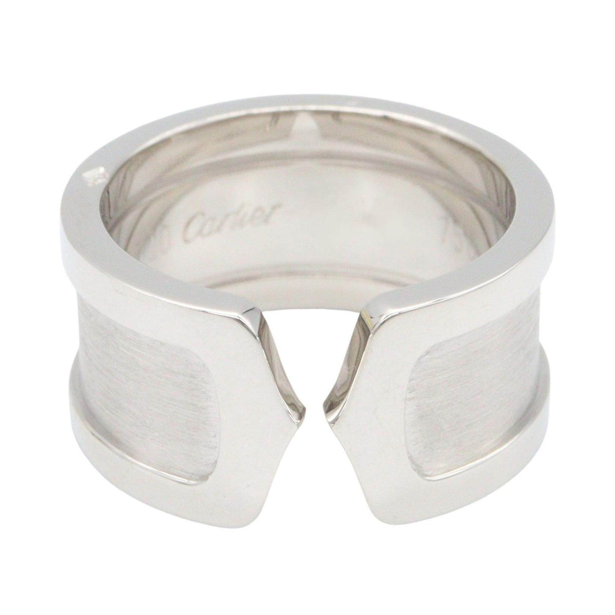 Cartier C2 Wide 18K White Gold Diamond Ring – side view